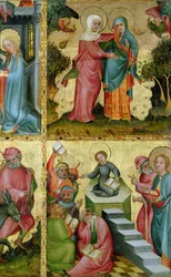 Nawiedzenie i spór z lekarzami, z ołtarza Buxtehude, 1400-10 (tempera na panelu)